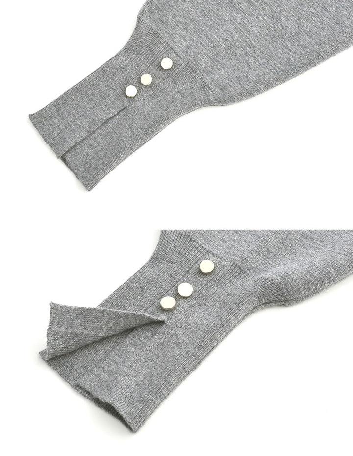 【クーポンで20%OFF ¥3,747⇒¥2,997 】〖クーポンコード：SH_20_250908〗[新色追加]ミラノリブ袖ボタンクルーネックニットトップス[mb]