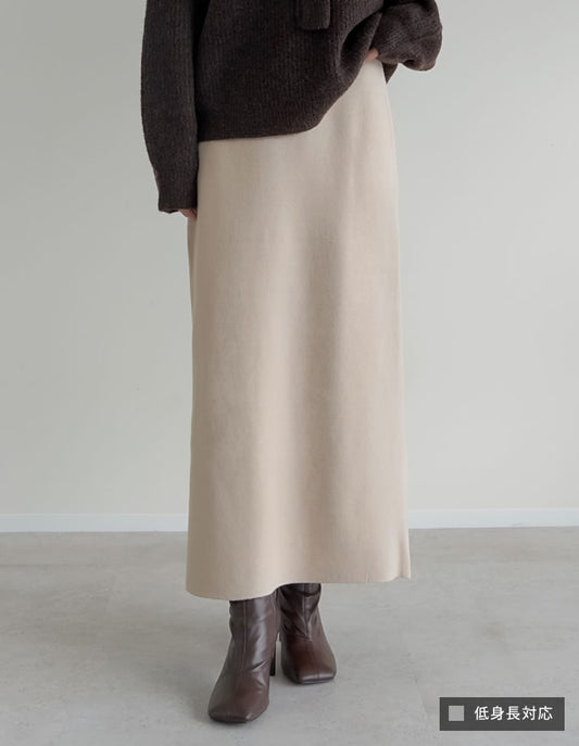 [低身長サイズ有][洗濯機で洗える]ミラノリブナローニットスカート