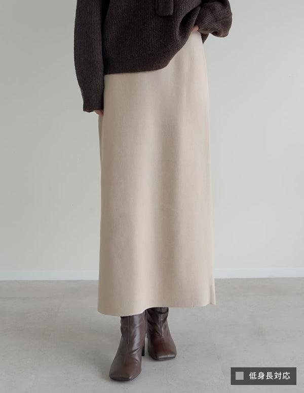 [低身長サイズ有][洗濯機で洗える]ミラノリブナローニットスカート