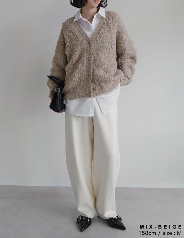 【TIME SALE 10%OFF】[累計販売枚数1,900枚突破！]起毛シャギールーズニットカーディガン トップス 人気レディースファッション通販 リエディ