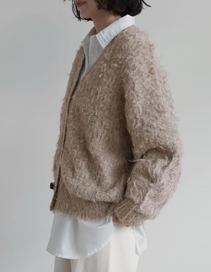 【TIME SALE 10%OFF】[累計販売枚数1,900枚突破！]起毛シャギールーズニットカーディガン トップス 人気レディースファッション通販 リエディ