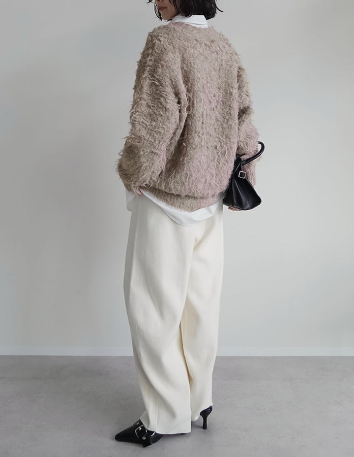 【TIME SALE 10%OFF】[累計販売枚数1,900枚突破！]起毛シャギールーズニットカーディガン トップス 人気レディースファッション通販 リエディ