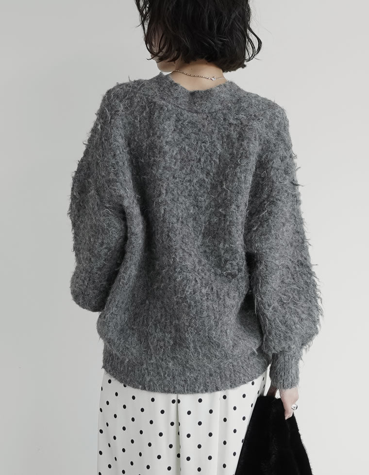 グレー ちぃ様 MIXカラーシャギーニットカーディガン - トップス通販 | 人気