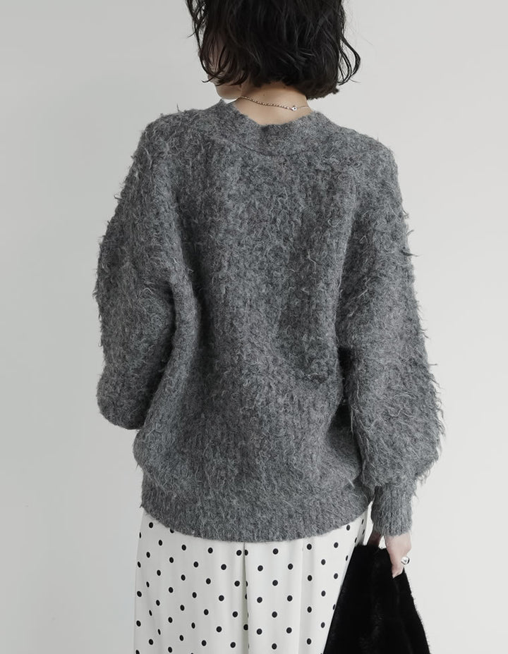 【TIME SALE 10%OFF】[累計販売枚数1,900枚突破！]起毛シャギールーズニットカーディガン トップス 人気レディースファッション通販 リエディ