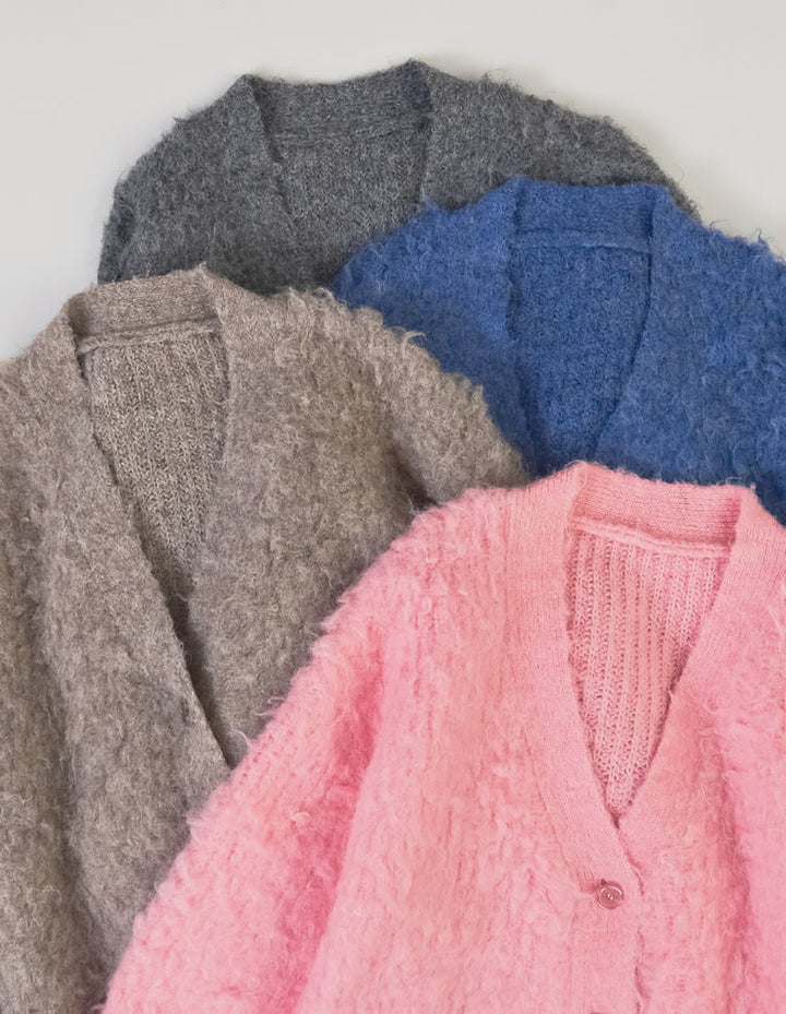 【TIME SALE 10%OFF】[累計販売枚数1,900枚突破！]起毛シャギールーズニットカーディガン トップス 人気レディースファッション通販 リエディ