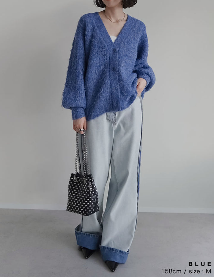 【TIME SALE 10%OFF】[累計販売枚数1,900枚突破！]起毛シャギールーズニットカーディガン トップス 人気レディースファッション通販 リエディ