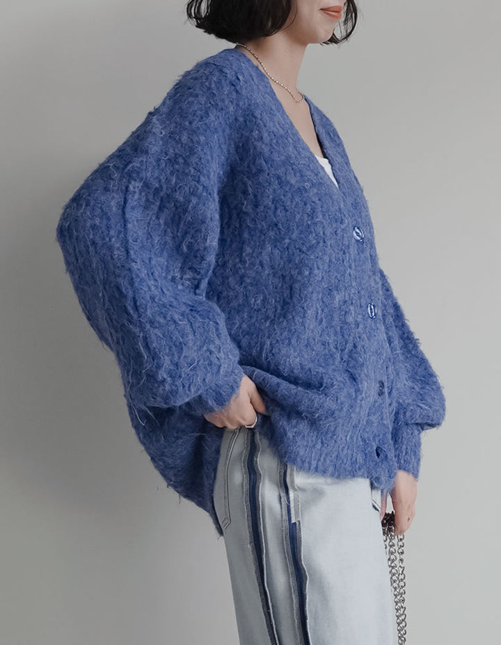 【TIME SALE 10%OFF】[累計販売枚数1,900枚突破！]起毛シャギールーズニットカーディガン トップス 人気レディースファッション通販 リエディ