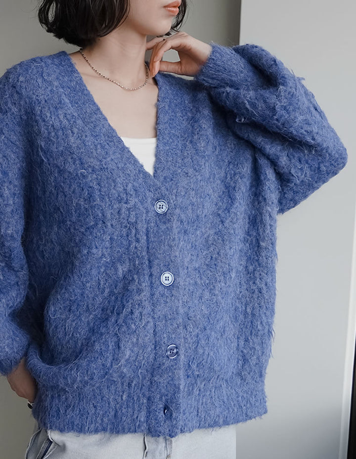 【TIME SALE 10%OFF】[累計販売枚数1,900枚突破！]起毛シャギールーズニットカーディガン トップス 人気レディースファッション通販 リエディ