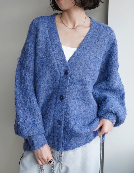 【TIME SALE 15%OFF】[累計販売枚数1,900枚突破！]起毛シャギールーズニットカーディガン トップス 人気レディースファッション通販 リエディ