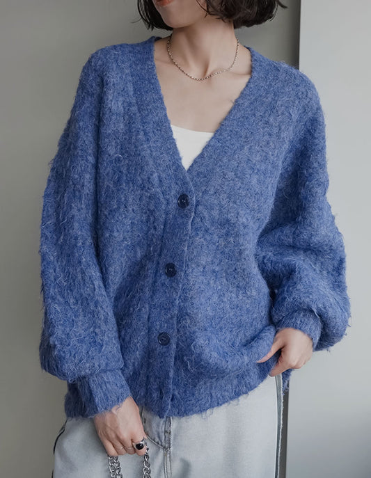 【TIME SALE 10%OFF】[累計販売枚数1,900枚突破！]起毛シャギールーズニットカーディガン