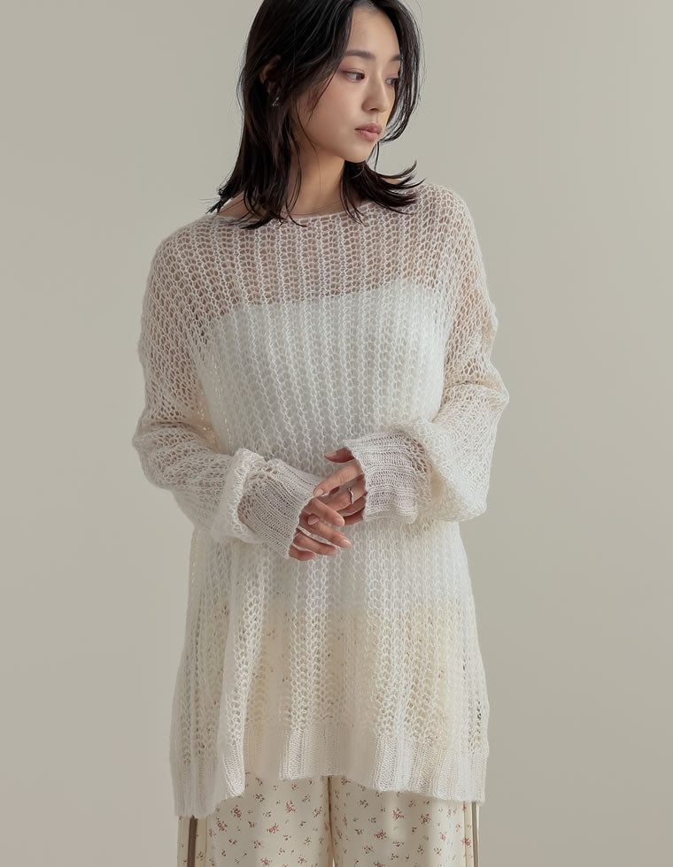 Re:EDIT 新品　起毛シアーメッシュニットトップス　透かし編み　3枚SET 起毛シアーメッシュニットトップス - トップス通販 | 人気