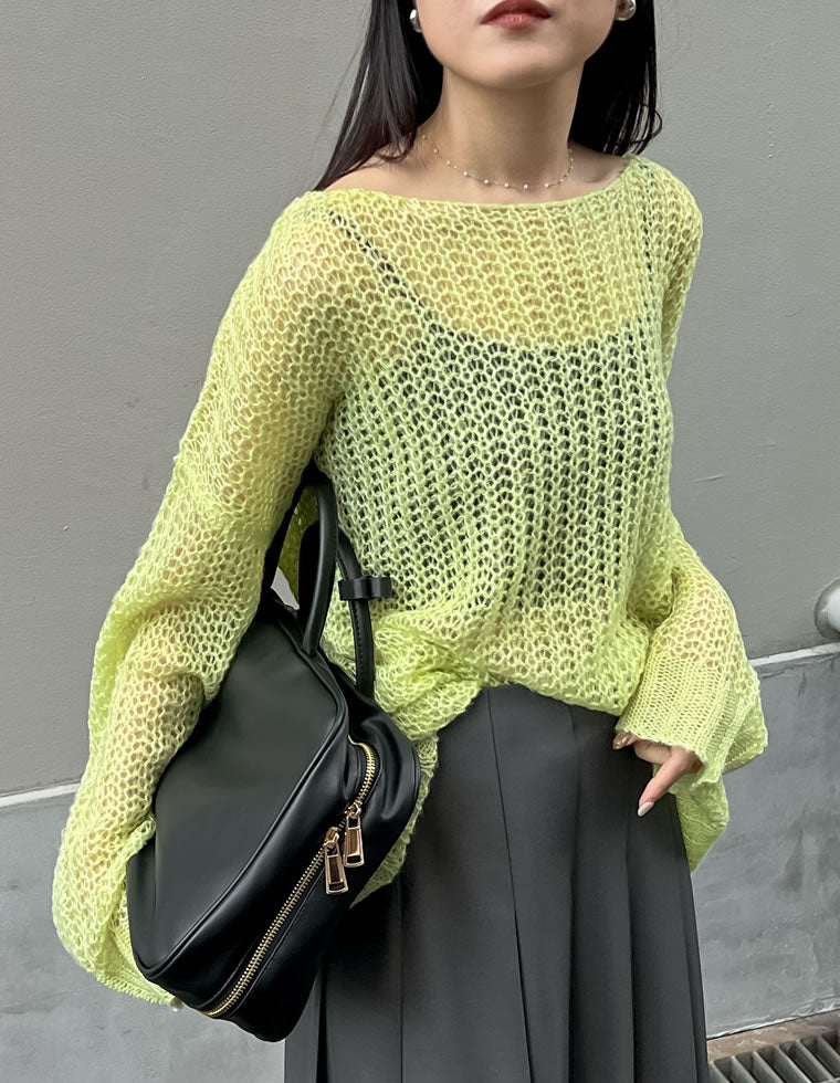 Re:EDIT 新品　起毛シアーメッシュニットトップス　透かし編み　3枚SET 起毛シアーメッシュニットトップス - トップス通販 | 人気