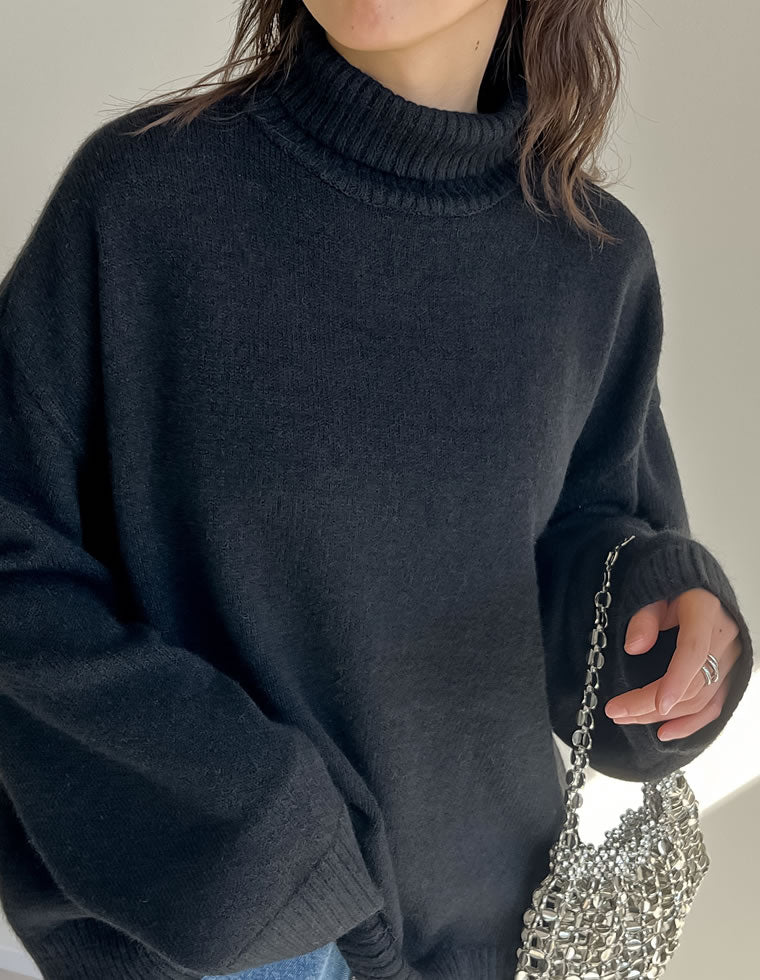 ハイネックアルパカタッチ起毛ニットプルオーバー - トップス通販