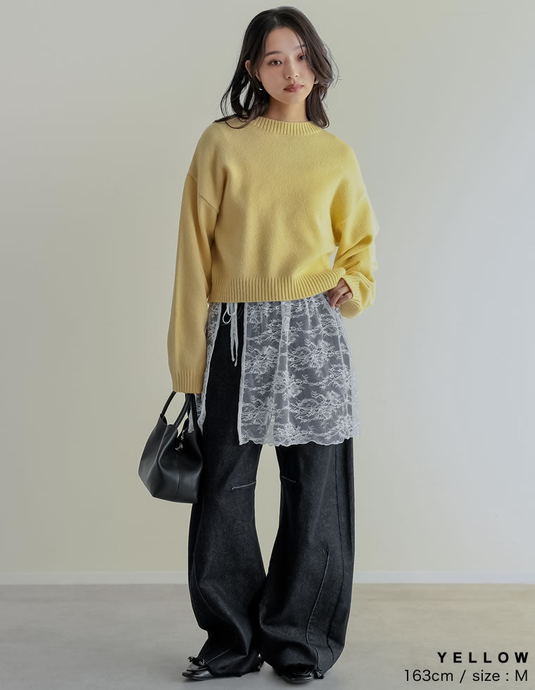 アルパカタッチクロップド丈ニットプルオーバー - トップス通販 | 人気