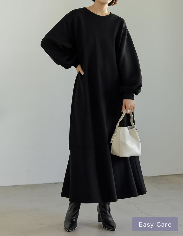 cardbord roll sleeve dress(ロールアップダンボールIラインワンピース)-