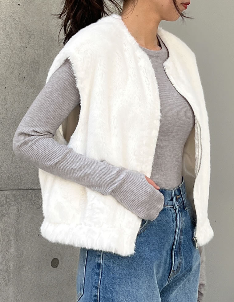 Resurrection ファーベスト S ホワイト レザレクション Resurrection ベスト ストレッチ スイッチングファー