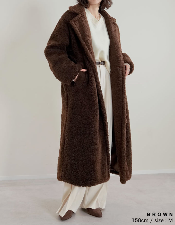 【TIME SALE 10%OFF】[低身長サイズ有]ボアビッグカラーダブルチェスターコート ジャケット/アウター 人気レディースファッション通販 リエディ