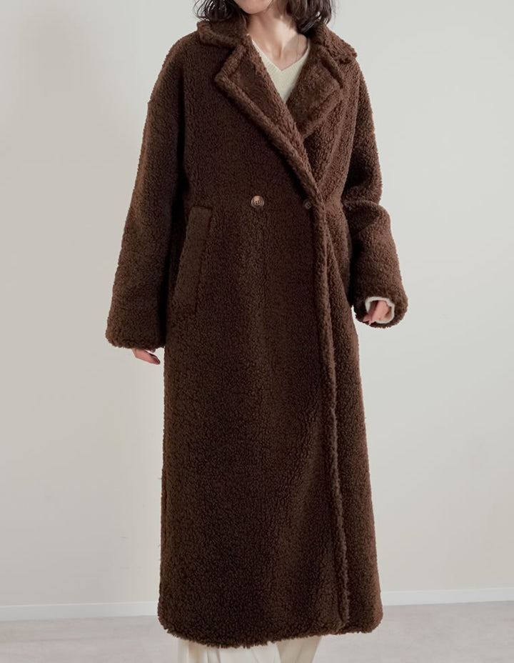 【TIME SALE 10%OFF】[低身長サイズ有]ボアビッグカラーダブルチェスターコート ジャケット/アウター 人気レディースファッション通販 リエディ