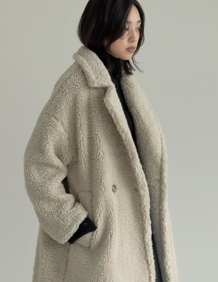 【TIME SALE 10%OFF】[低身長サイズ有]ボアビッグカラーダブルチェスターコート ジャケット/アウター 人気レディースファッション通販 リエディ