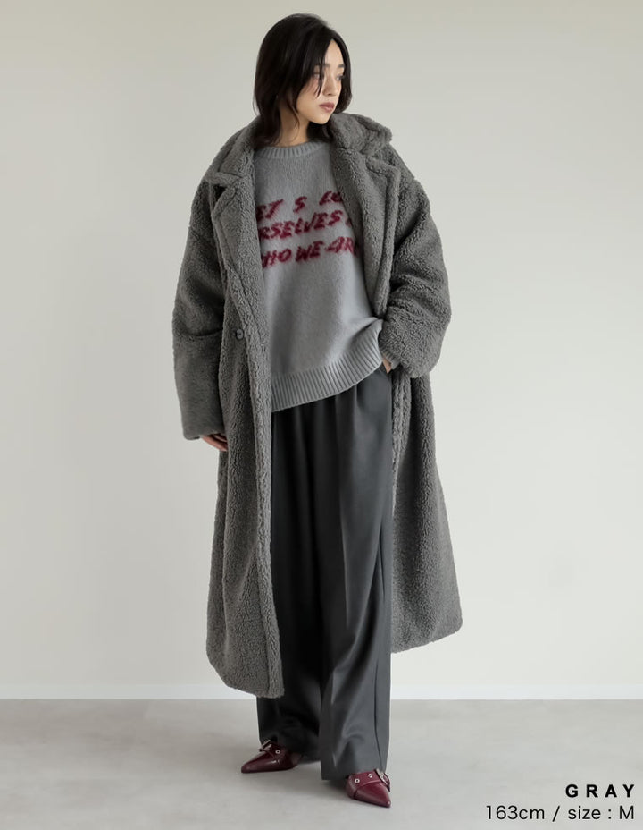 【TIME SALE 10%OFF】[低身長サイズ有]ボアビッグカラーダブルチェスターコート ジャケット/アウター 人気レディースファッション通販 リエディ