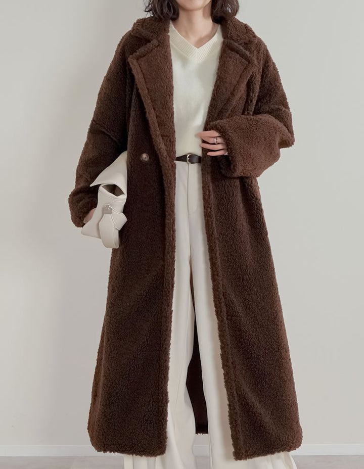 【TIME SALE 10%OFF】[低身長サイズ有]ボアビッグカラーダブルチェスターコート ジャケット/アウター 人気レディースファッション通販 リエディ