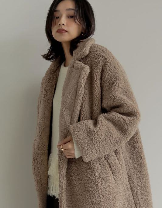 [HITアウター][セレクトコラボ][低身長サイズ有]ボアビッグカラーダブルチェスターコート ジャケット/アウター 人気レディースファッション通販 リエディ