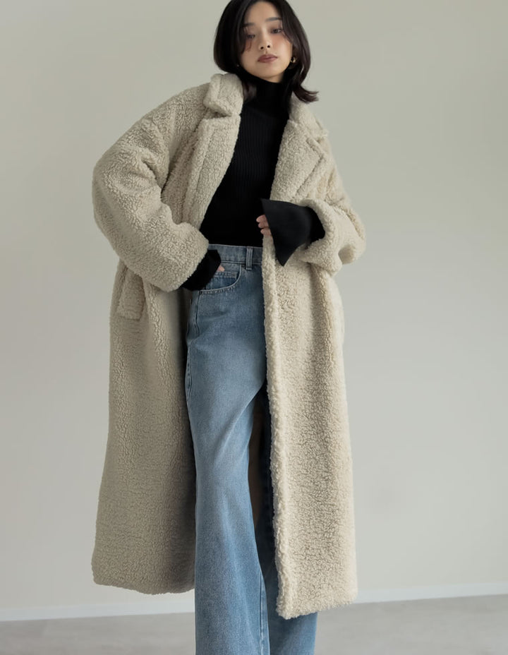 【TIME SALE 10%OFF】[低身長サイズ有]ボアビッグカラーダブルチェスターコート ジャケット/アウター 人気レディースファッション通販 リエディ