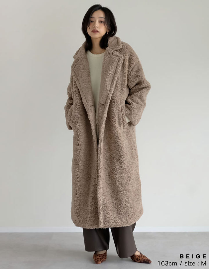 【TIME SALE 10%OFF】[低身長サイズ有]ボアビッグカラーダブルチェスターコート ジャケット/アウター 人気レディースファッション通販 リエディ