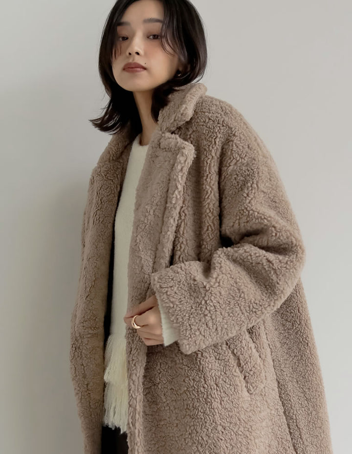 【TIME SALE 10%OFF】[低身長サイズ有]ボアビッグカラーダブルチェスターコート ジャケット/アウター 人気レディースファッション通販 リエディ