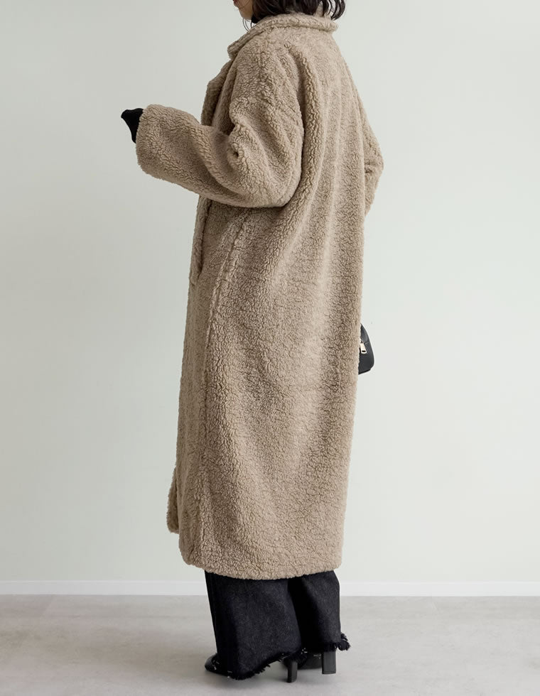 ボアビッグカラーダブルチェスターコート - ジャケット/アウター通販