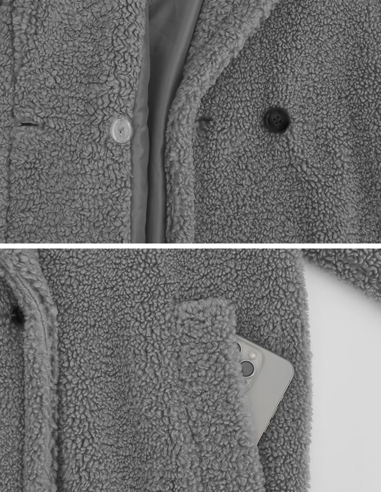 ボアビッグカラーダブルチェスターコート - ジャケット/アウター通販