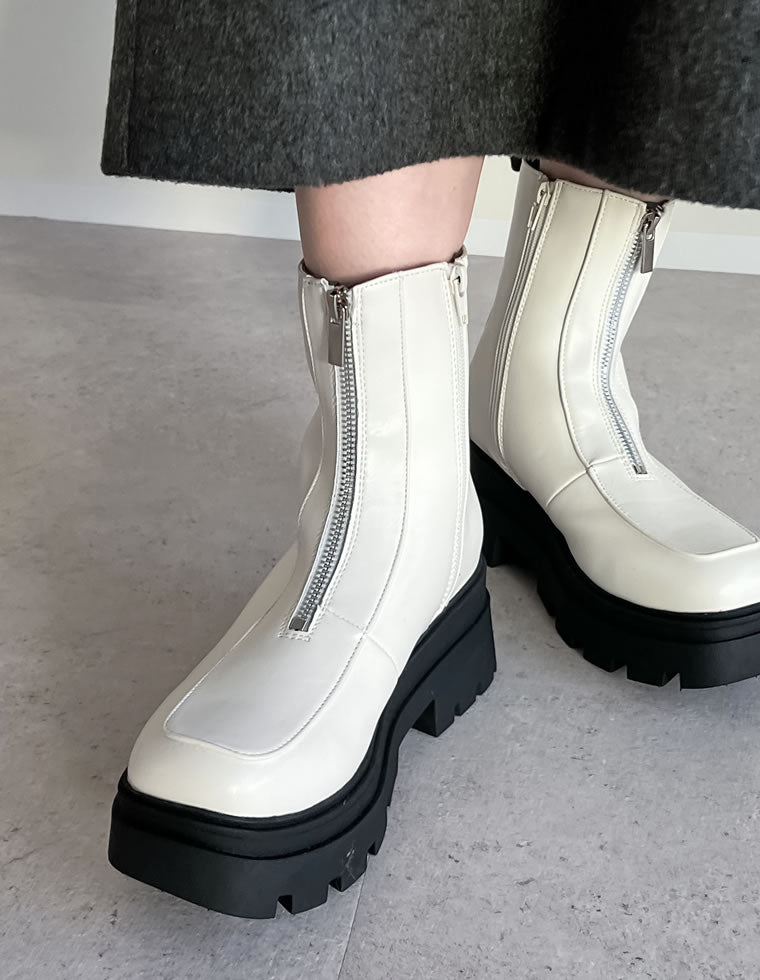 フロントジップトラックソールブーツ - シューズ通販 | 人気レディース