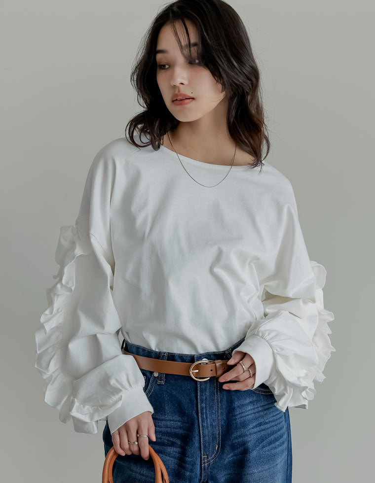 ロドリリオン　フードつきフリルカットソー　ダークグレー ロドリリオン フードつきフリルカットソー ダークグレー RhodolirioN