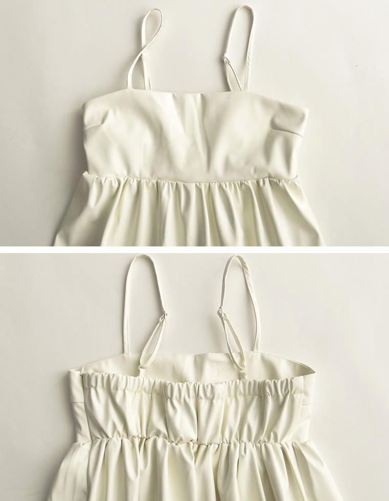 新品タグ付き♡ミストレアス♡バレエコアぺプラムキャミソール♡オフホワイト フェイクレザーベアキャミソールペプラムトップス - トップス通販