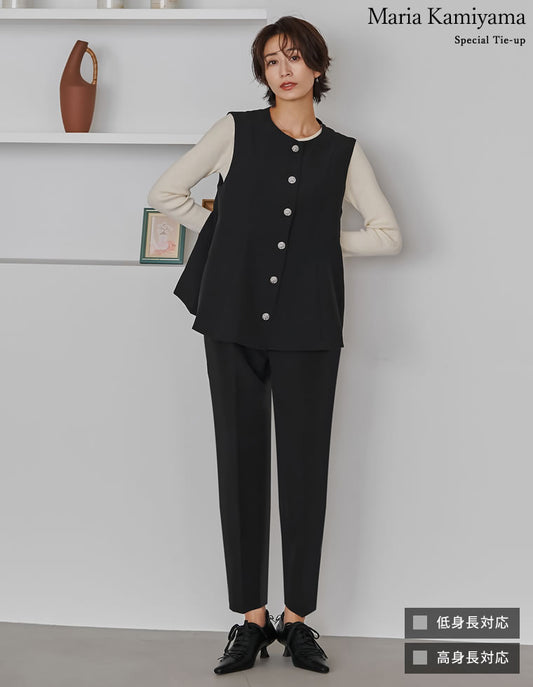 【TIME SALE 15%OFF】[mau×Re:EDIT][mauコラボ][360度美脚見え][低身長/高身長/大きいサイズ有]カットツイルテーパードパンツ[mb] パンツ 人気レディースファッション通販 リエディ