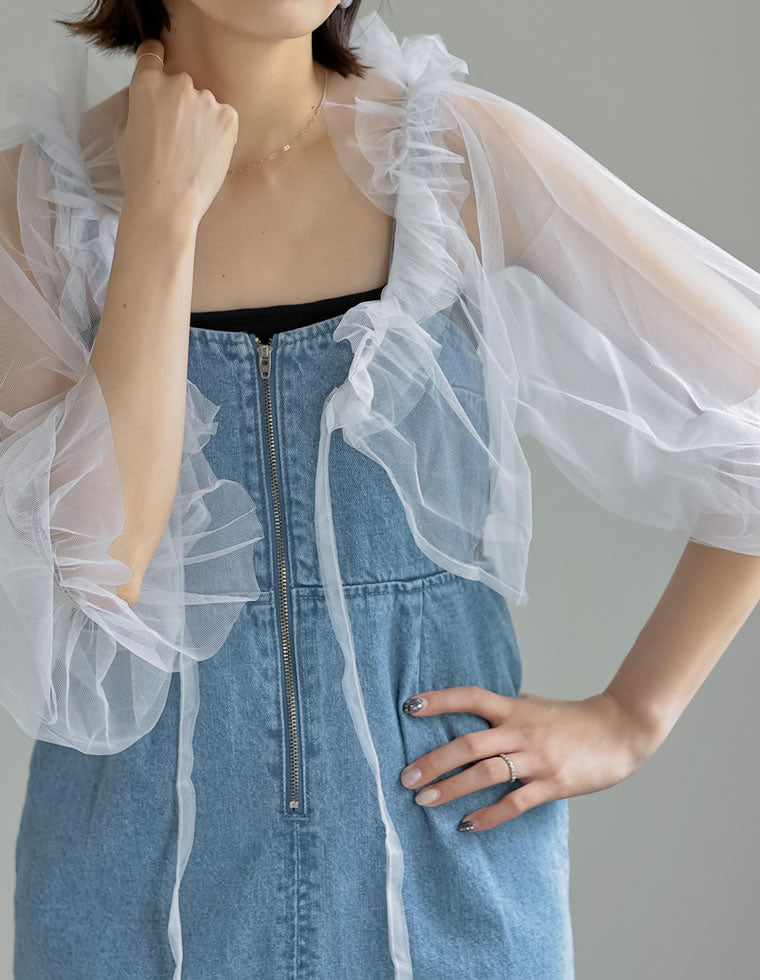 ショート丈チュールボレロシアートップス - トップス通販 | 人気