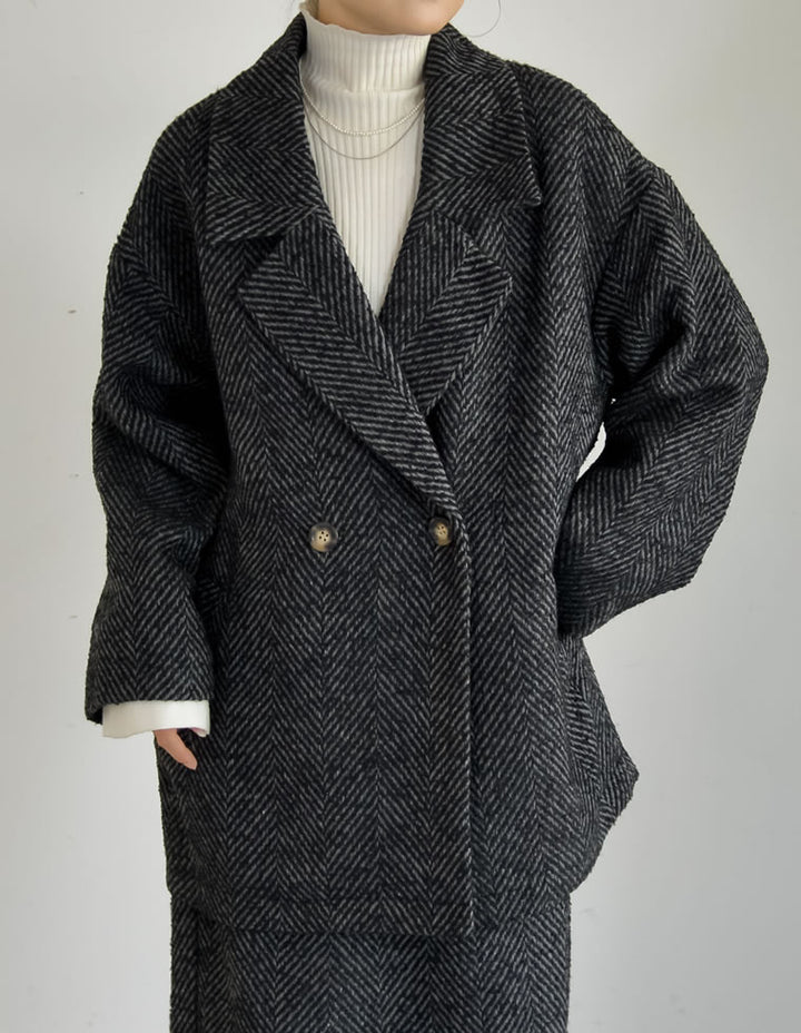 ヘリンボーンダブルジャケットコート ジャケット/アウター レディースファッション通販 リエディ