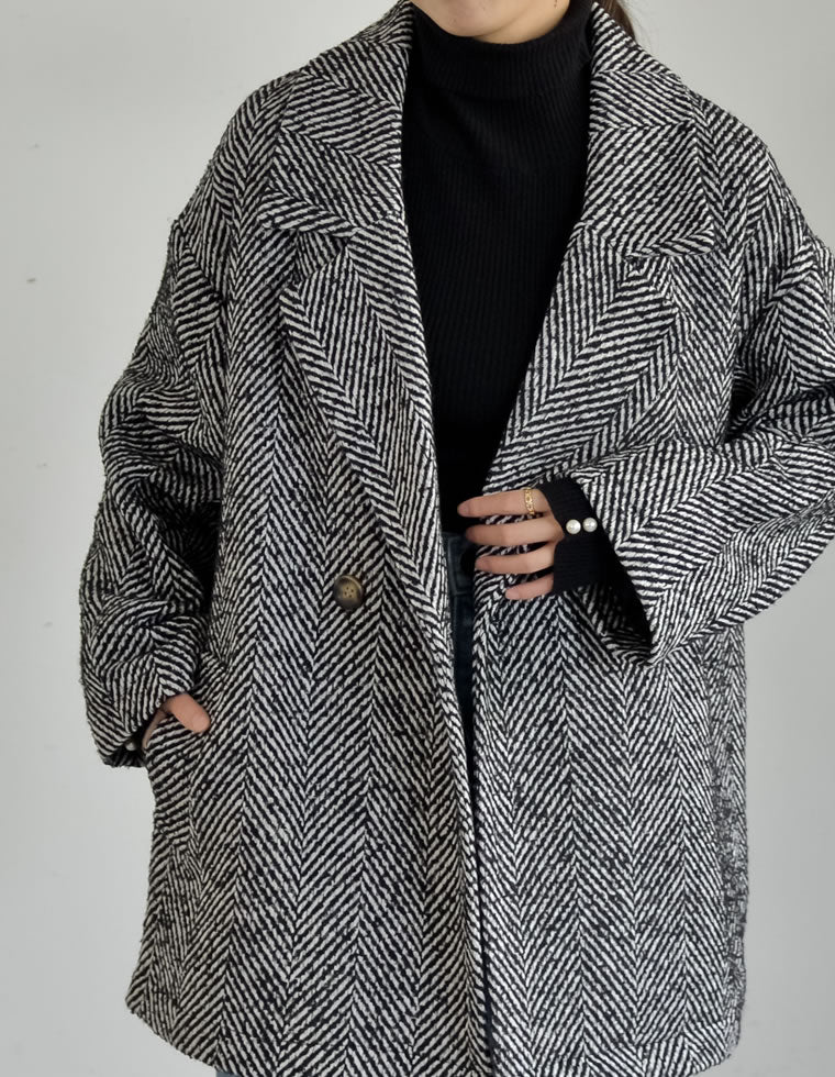 ヘリンボーンダブルジャケットコート - ジャケット/アウター通販