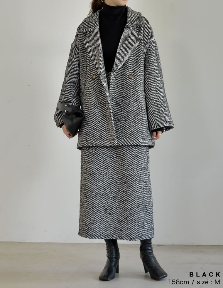ヘリンボーンダブルジャケットコート - ジャケット/アウター通販