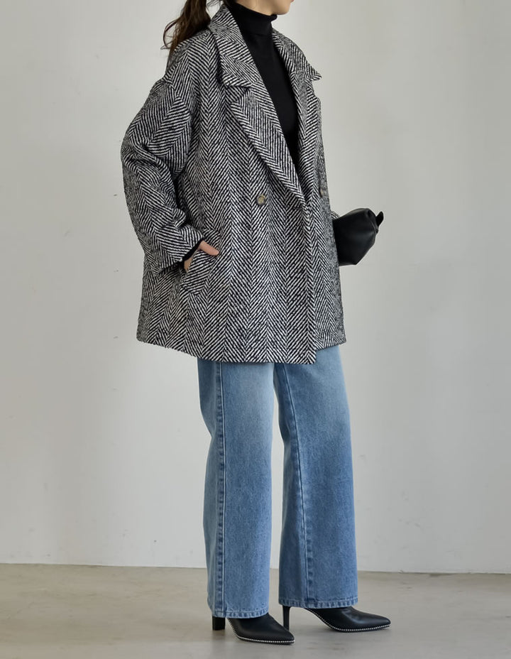 ヘリンボーンダブルジャケットコート ジャケット/アウター レディースファッション通販 リエディ