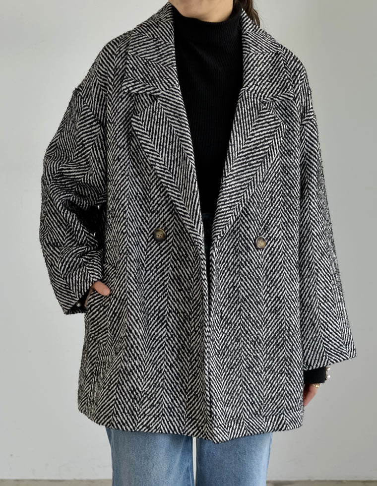 ヘリンボーンダブルジャケットコート - ジャケット/アウター通販