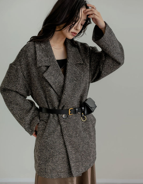 ヘリンボーンダブルジャケットコート