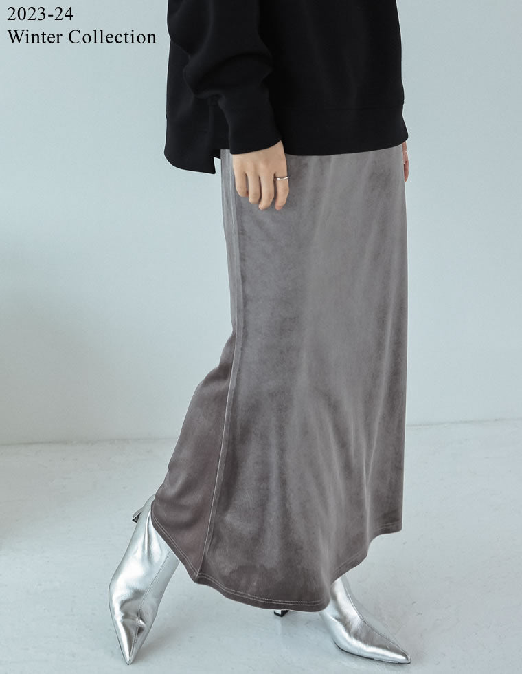 [2023-24 WINTER COLLECTION][低身長/高身長サイズ有]カットベロアナロースカート