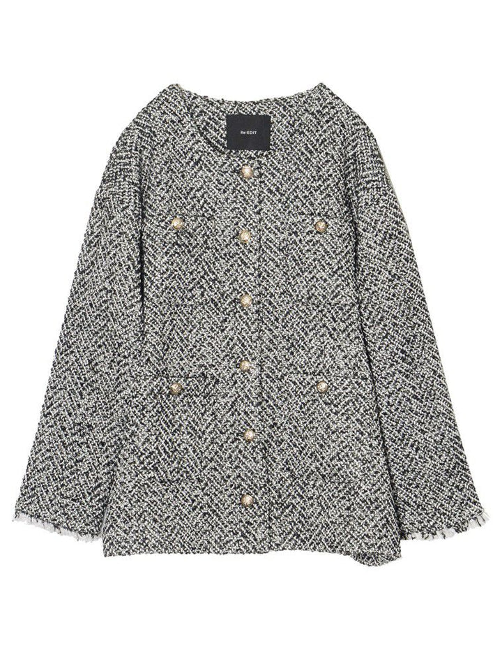 ツイードフリンジノーカラージャケット ジャケット/アウター レディースファッション通販 リエディ