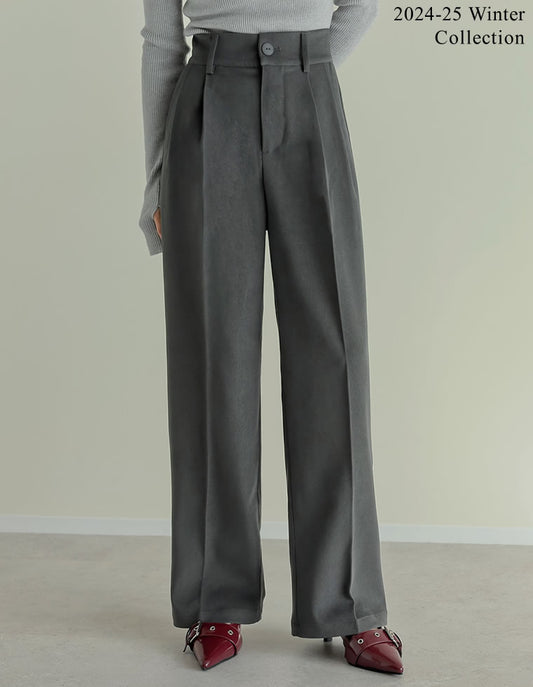 [2024-25 WINTER COLLECTION][低身長/高身長サイズ有]微起毛ツイルダブルタックワイドパンツ パンツ 人気レディースファッション通販 リエディ