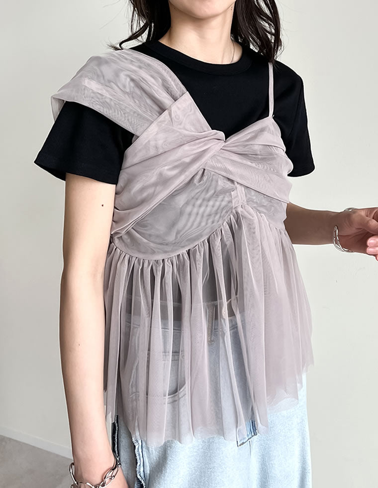 NOTREemor ノートルエモア asymmetry tulle tops asymmetry tulle tops（シャツ/ブラウス）｜NOTREemor