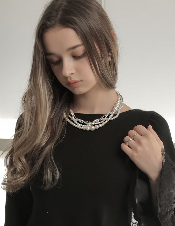 [新色追加][MEISM by Re:EDIT][オケージョン セレモニー]4連フェイクパールネックレス[返品交換不可][mb] アクセサリー 人気レディースファッション通販 リエディ