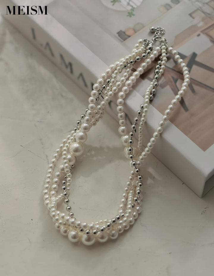 [新色追加][MEISM by Re:EDIT][オケージョン セレモニー]4連フェイクパールネックレス[返品交換不可][mb] アクセサリー 人気レディースファッション通販 リエディ