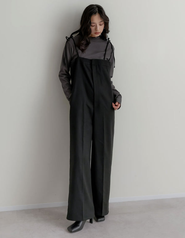 【TIME SALE 10%OFF】[低身長/高身長サイズ有][セレモニー]ウールタッチリボンサロペット