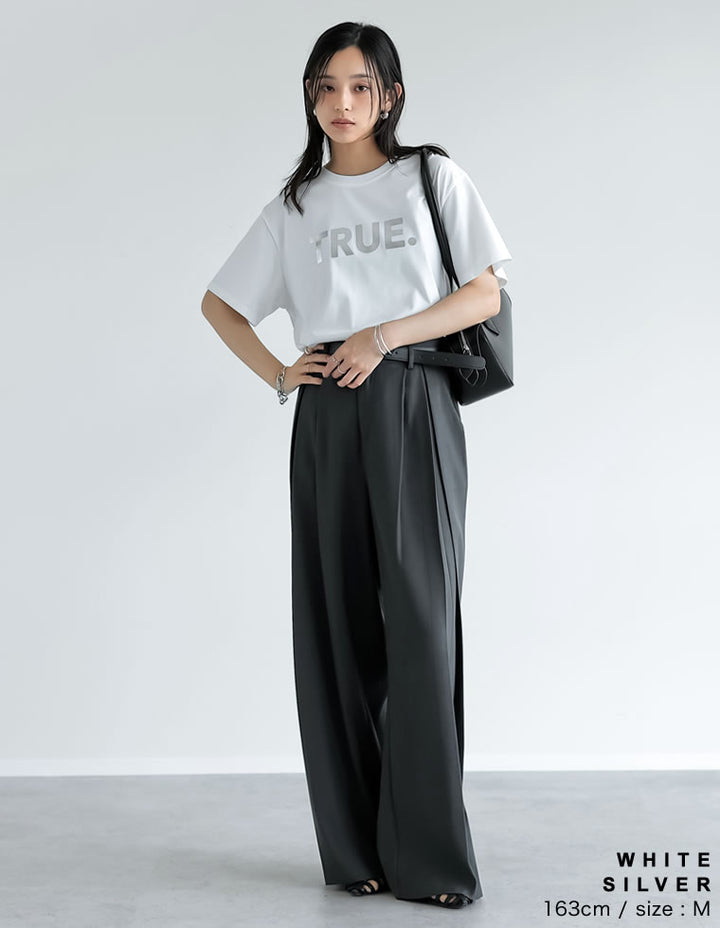 【TIME SALE 10%OFF ¥2,498⇒¥2,248】[UVカット][接触冷感][紫外線対策][新色追加]TRUEメタリックロゴプリントTシャツ[mb] トップス 人気レディースファッション通販 リエディ